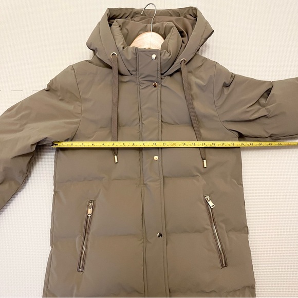 Zara Taupe Hooded Quilted Puffer Coat Size XS - Picture 15 of 16